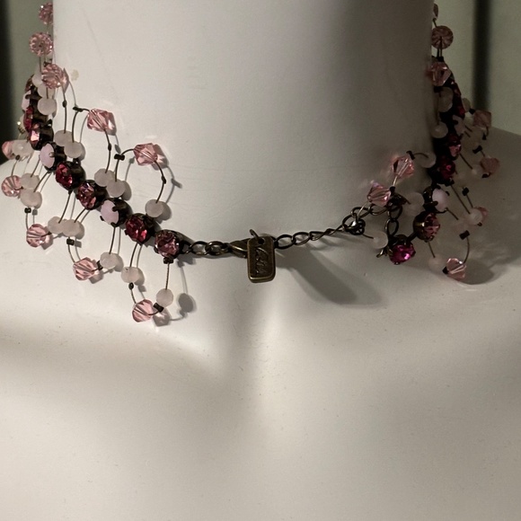 Van Galz Women’s Choker Pink Crystals Adjustable Closure - Picture 4 of 7